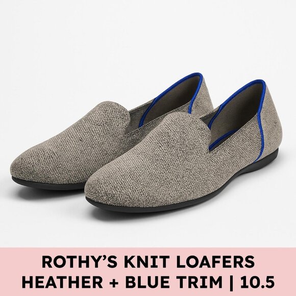 Rothy's Shoes - Rothy’s The Loafer Recycled Knit Flats Heather Gray Blue Trim Women’s 10.5